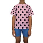 Polka Dots - Black on Pink Kid s Short Sleeve Swimwear