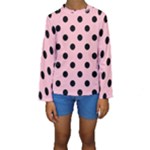 Polka Dots - Black on Pink Kid s Long Sleeve Swimwear