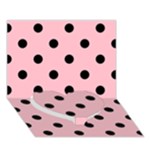 Polka Dots - Black on Pink Heart Bottom 3D Greeting Card (7x5)