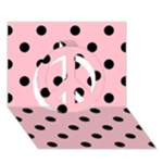 Polka Dots - Black on Pink Peace Sign 3D Greeting Card (7x5)