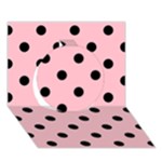 Polka Dots - Black on Pink Circle 3D Greeting Card (7x5)