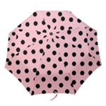 Polka Dots - Black on Pink Folding Umbrella