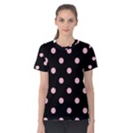 Polka Dots - Pink on Black Women s Cotton Tee