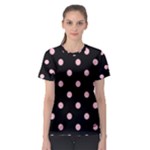 Polka Dots - Pink on Black Women s Sport Mesh Tee