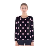 Polka Dots - Pink on Black Women s Long Sleeve T-shirt