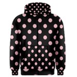 Polka Dots - Pink on Black Men s Zipper Hoodie