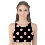 Polka Dots - Pink on Black Tank Bikini Top