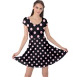 Polka Dots - Pink on Black Cap Sleeve Dress
