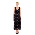Polka Dots - Pink on Black Full Print Maxi Dress