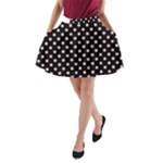 Polka Dots - Pink on Black A-Line Pocket Skirt