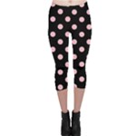Polka Dots - Pink on Black Capri Leggings