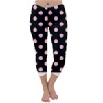 Polka Dots - Pink on Black Capri Winter Leggings