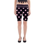 Polka Dots - Pink on Black Yoga Cropped Leggings