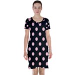 Polka Dots - Pink on Black Short Sleeve Nightdress