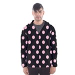 Polka Dots - Pink on Black Hooded Wind Breaker (Men)