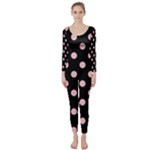 Polka Dots - Pink on Black Long Sleeve Catsuit