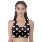 Polka Dots - Pink on Black Women s Sports Bra