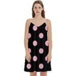 Polka Dots - Pink on Black Women s Reversible Sports Bra with Border