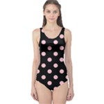Polka Dots - Pink on Black One Piece Swimsuit