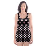 Polka Dots - Pink on Black Skater Dress Swimsuit
