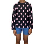 Polka Dots - Pink on Black Kid s Long Sleeve Swimwear