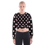 Polka Dots - Pink on Black Women s Cropped Sweatshirt