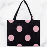 Polka Dots - Pink on Black Mini Tote Bag