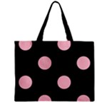 Polka Dots - Pink on Black Zipper Mini Tote Bag