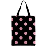 Polka Dots - Pink on Black Zipper Classic Tote Bag
