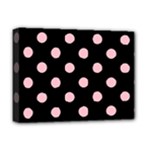 Polka Dots - Pink on Black Deluxe Canvas 16  x 12  (Stretched)