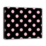 Polka Dots - Pink on Black Deluxe Canvas 20  x 16  (Stretched)