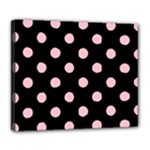 Polka Dots - Pink on Black Deluxe Canvas 24  x 20  (Stretched)