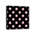 Polka Dots - Pink on Black Mini Canvas 4  x 4  (Stretched)