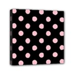 Polka Dots - Pink on Black Mini Canvas 6  x 6  (Stretched)