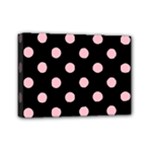 Polka Dots - Pink on Black Mini Canvas 7  x 5  (Stretched)