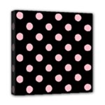 Polka Dots - Pink on Black Mini Canvas 8  x 8  (Stretched)