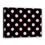 Polka Dots - Pink on Black Canvas 16  x 12  (Stretched)