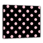 Polka Dots - Pink on Black Canvas 24  x 20  (Stretched)