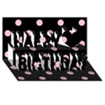 Polka Dots - Pink on Black Happy Birthday 3D Greeting Card (8x4)