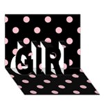 Polka Dots - Pink on Black GIRL 3D Greeting Card (7x5)