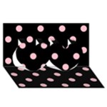 Polka Dots - Pink on Black Twin Hearts 3D Greeting Card (8x4)