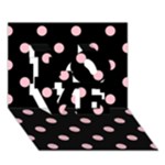 Polka Dots - Pink on Black LOVE 3D Greeting Card (7x5)