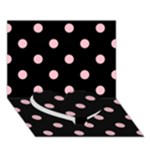 Polka Dots - Pink on Black Heart Bottom 3D Greeting Card (7x5)