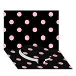 Polka Dots - Pink on Black Circle Bottom 3D Greeting Card (7x5)