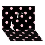 Polka Dots - Pink on Black Apple 3D Greeting Card (7x5)