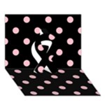 Polka Dots - Pink on Black Ribbon 3D Greeting Card (7x5)