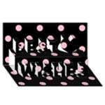 Polka Dots - Pink on Black Best Wish 3D Greeting Card (8x4)