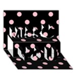 Polka Dots - Pink on Black Miss You 3D Greeting Card (7x5)