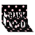 Polka Dots - Pink on Black THANK YOU 3D Greeting Card (7x5)