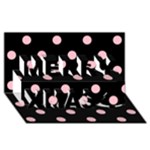 Polka Dots - Pink on Black Merry Xmas 3D Greeting Card (8x4)